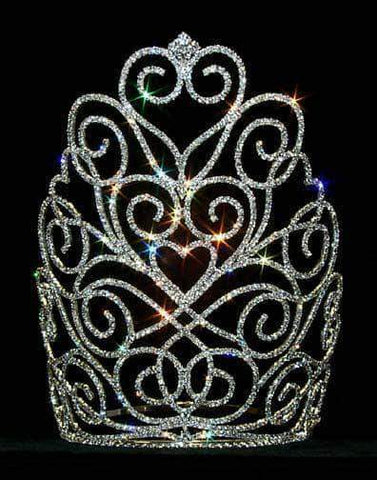 #12559 Victorian Heart Crown - Large Tiaras & Crowns over 6" Rhinestone Jewelry Corporation