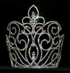 #12746 - Large Rising Fleur De Lis Crown Tiaras & Crowns over 6" Rhinestone Jewelry Corporation