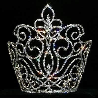#12747 Cape Crown Rising Fleur - 10" Tiaras & Crowns over 6" Rhinestone Jewelry Corporation
