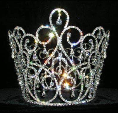 #13543 - Crystal Waterfall Queen Crown Tiaras & Crowns over 6" Rhinestone Jewelry Corporation