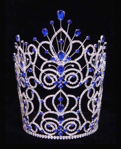 #16111 - Maus Spray Crown - Sapphire - 10" Tiaras & Crowns over 6" Rhinestone Jewelry Corporation