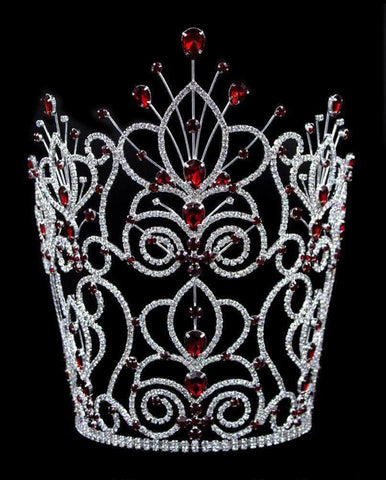 #16111 - Maus Spray Crown - Siam - 10" Tiaras & Crowns over 6" Rhinestone Jewelry Corporation