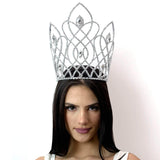 #16648 Vaulted Navette Adjustable Crown - 9" Tiaras & Crowns over 6" Rhinestone Jewelry Corporation