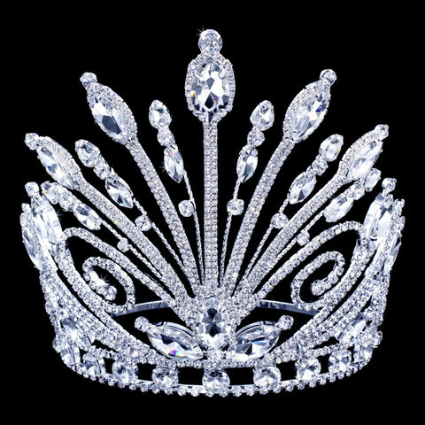 #17092 - Peacock Adjustable Crown - 8" Tiaras & Crowns over 6" Rhinestone Jewelry Corporation