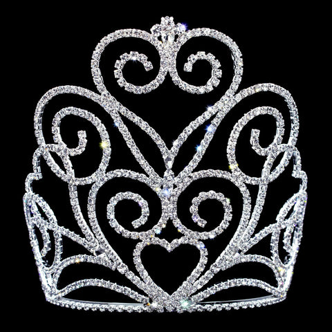 #17180 Victorian Heart Crown Tiara with Combs - 6" Tiaras & Crowns over 6" Rhinestone Jewelry Corporation