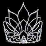 #17262- Blooming Lotus Tiara with Combs - 7" Tiaras & Crowns over 6" Rhinestone Jewelry Corporation