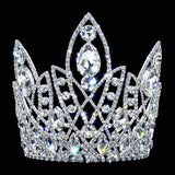 #17338 - Trident Princess Adjustable  Pageant Crown - approx. 7.25" Tiaras & Crowns over 6" Rhinestone Jewelry Corporation