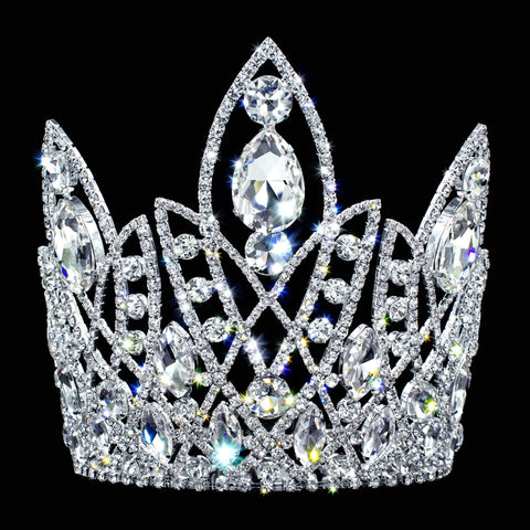 #17338 - Trident Princess Adjustable Crown - approx. 7.25" Tiaras & Crowns over 6" Rhinestone Jewelry Corporation