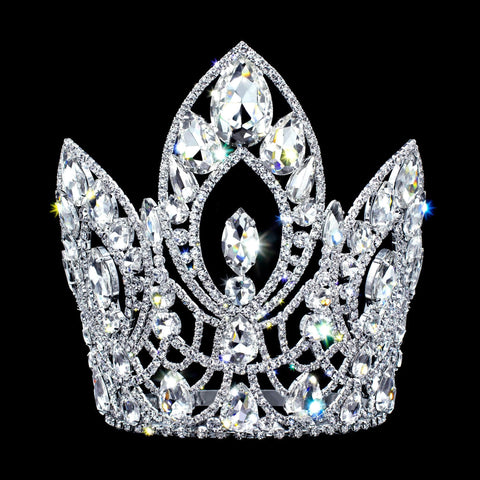 #17347 - The Magnificent Marquis (Wide) Adjustable Crown - 7" Tiaras & Crowns over 6" Rhinestone Jewelry Corporation