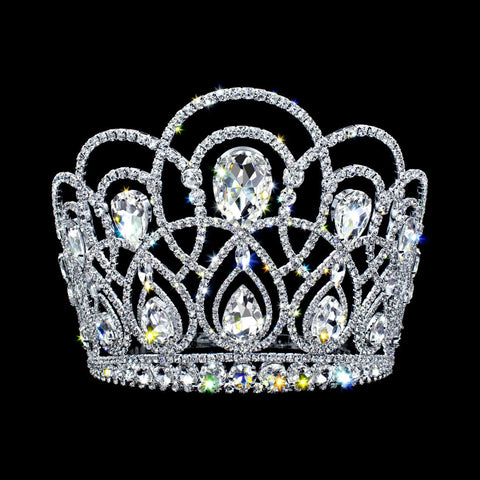 #17359 - The Helena Adjustable Crown - 6" Tall Tiaras & Crowns over 6" Rhinestone Jewelry Corporation