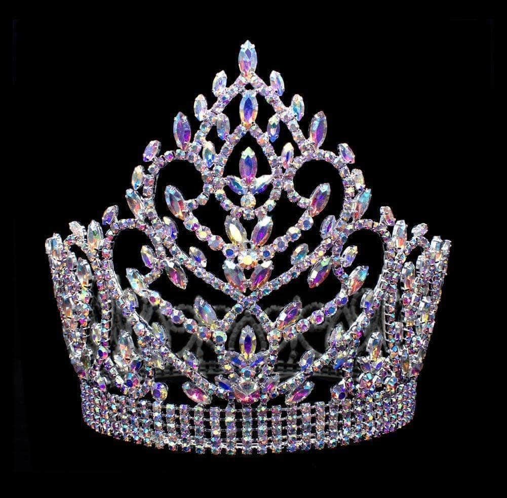 Navette Topped Crown with Aurora Borealis Stones # 15440ab