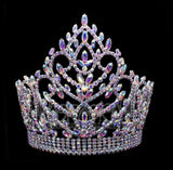 Navette Topped Crown with Aurora Borealis Stones # 15440ab Tiaras & Crowns over 6" Rhinestone Jewelry Corporation