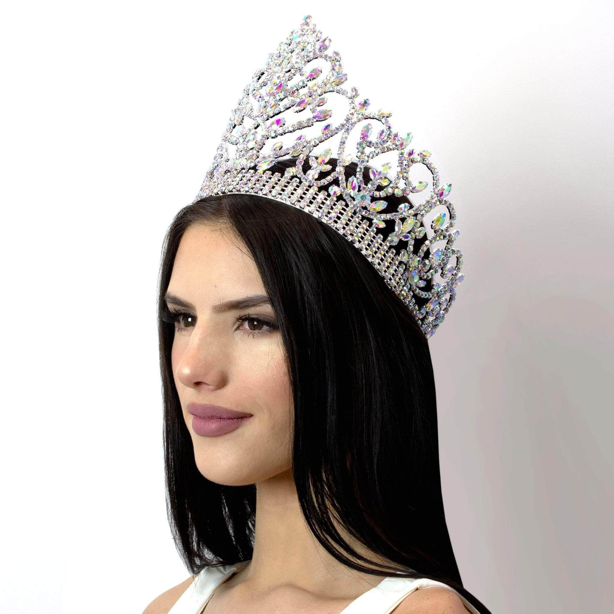 Navette Topped Crown with Aurora Borealis Stones # 15440ab display picture 3