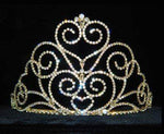 #12551G Victorian Heart Tiara - Small - Gold Plated Tiaras & Crowns up to 6" Rhinestone Jewelry Corporation