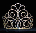 #15201G - Titan's Queen Tiara - 5" Gold Plated Tiaras & Crowns up to 6" Rhinestone Jewelry Corporation