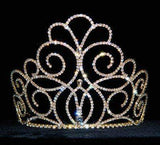 #15201G - Titan's Queen Tiara - 5" Gold Plated Tiaras & Crowns up to 6" Rhinestone Jewelry Corporation