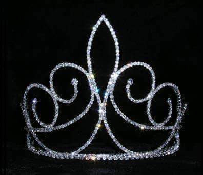 #15466 - Fleur De Swirl Tiara - 5" Tiaras & Crowns up to 6" Rhinestone Jewelry Corporation