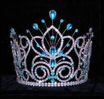 #16109 - Maus Spray Crown - Aqua- 6" Tiaras & Crowns up to 6" Rhinestone Jewelry Corporation