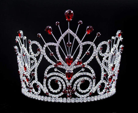 #16109 - Maus Spray Crown - Siam- 6" Tiaras & Crowns up to 6" Rhinestone Jewelry Corporation