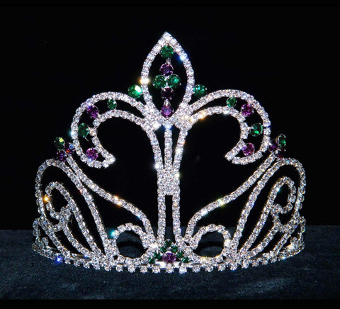 #16222 Large Fleur Di Lis Tiara Tiaras & Crowns up to 6" Rhinestone Jewelry Corporation