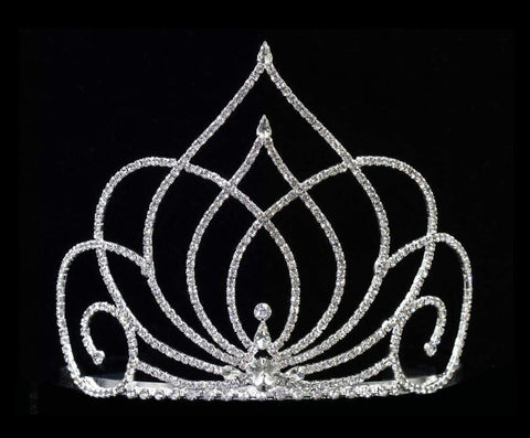 #16578 - Flourishing Spade Tiara with Combs - 5" Tiaras & Crowns up to 6" Rhinestone Jewelry Corporation