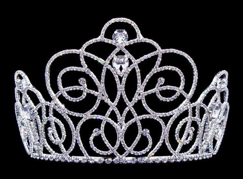 #16662 - Blooming Twist Tiara with Combs 5" Tall Tiaras & Crowns up to 6" Rhinestone Jewelry Corporation