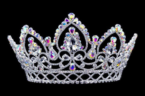 #16779abs - AB Arch Tiara with Combs Silver Plated- 4.75" Tiaras & Crowns up to 6" Rhinestone Jewelry Corporation