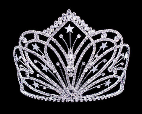 #16800 Radiant Starburst Tiara with Combs - 5.25" Tiaras & Crowns up to 6" Rhinestone Jewelry Corporation