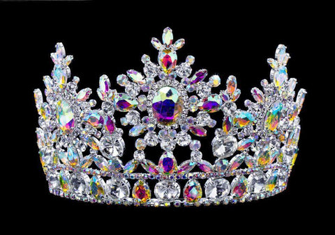 #16802abs AB Snowflake Tiara with Combs 5.5" Tiaras & Crowns up to 6" Rhinestone Jewelry Corporation