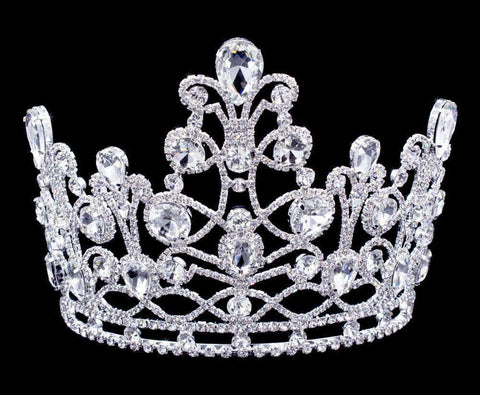 #16877 Grand Fountain Tiara with Combs - 5.75" Tiaras & Crowns up to 6" Rhinestone Jewelry Corporation