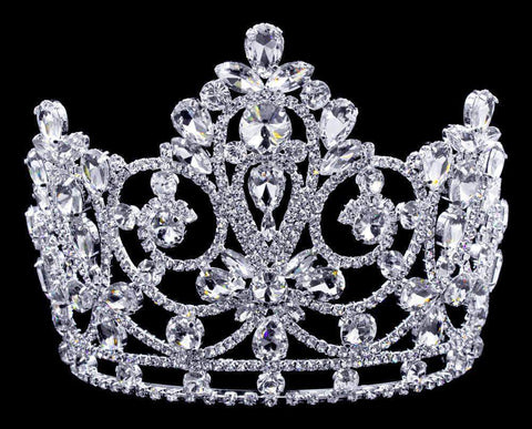 #17023 Grandeur Tiara with Combs - 5.5" Tiaras & Crowns up to 6" Rhinestone Jewelry Corporation