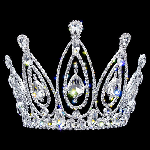 #17217 - Royal Statement Tiara with Combs - 5.5" Tiaras & Crowns up to 6" Rhinestone Jewelry Corporation