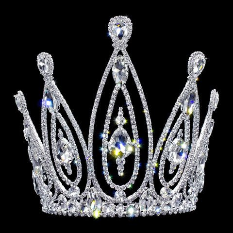 #17218 - Royal Statement Tiara with Combs - 7" Tiaras & Crowns over 6" Rhinestone Jewelry Corporation