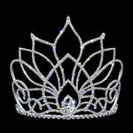 #17261- Blooming Lotus Tiara with Combs - 5.5" Tiaras & Crowns up to 6" Rhinestone Jewelry Corporation