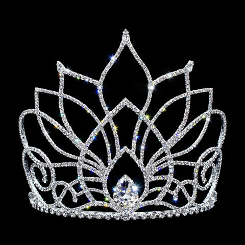#17261- Blooming Lotus Tiara with Combs - 5.5" Tiaras & Crowns up to 6" Rhinestone Jewelry Corporation