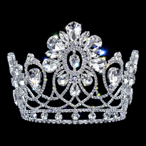 #17279- Majestic Magnolia Tiara with Combs - 5.25" Tiaras & Crowns up to 6" Rhinestone Jewelry Corporation