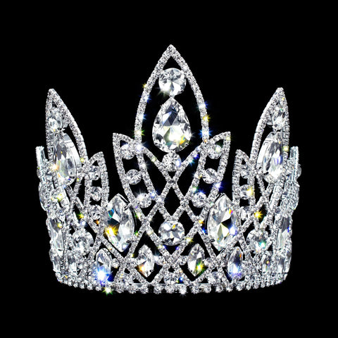#17339 - Trident Princess Tiara with Combs - 5.25" Tiaras & Crowns up to 6" Rhinestone Jewelry Corporation