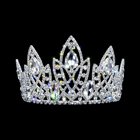 #17340 - Trident Princess Tiara with Combs - 3.25" Tiaras & Crowns up to 6" Rhinestone Jewelry Corporation