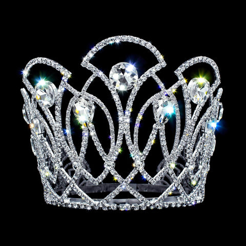 #17343- The Reigning Monarch Adjustable Crown - 6.5" Tiaras & Crowns over 6" Rhinestone Jewelry Corporation