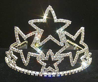4 1/8" Stacked Star Tiara #11472 Tiaras & Crowns up to 6" Rhinestone Jewelry Corporation