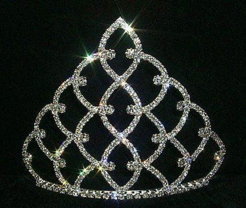 5" Traditional Rhinestone Crown -  Silver #11186S Tiaras & Crowns up to 6" Rhinestone Jewelry Corporation