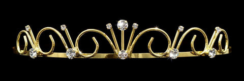 #14691G - Poseidon Princess Tiara - Gold Plated Tiaras up to 1" Rhinestone Jewelry Corporation