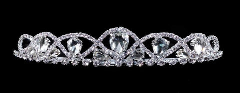 #16234 - Royal Ribbon Tiara with Combs Tiaras up to 1" Rhinestone Jewelry Corporation