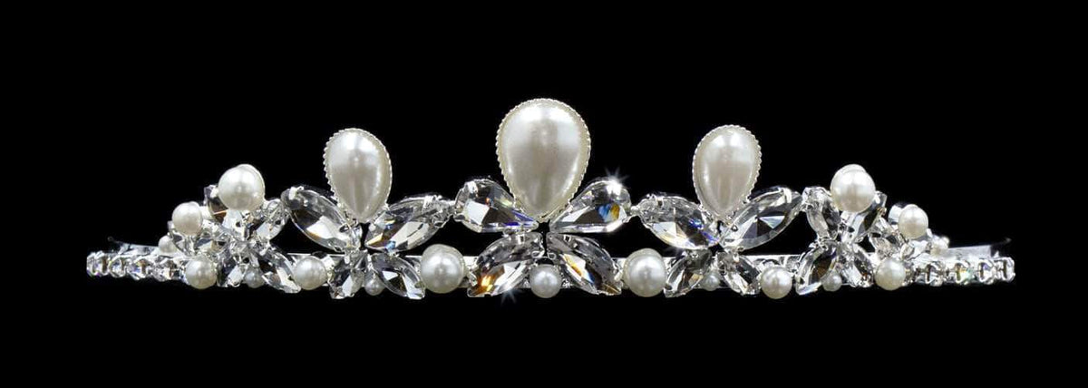 White pearl butterfly tiara crown KMVEXO Baroque Butterfly Pearl Crystal AB Crown Tiara  main image 2