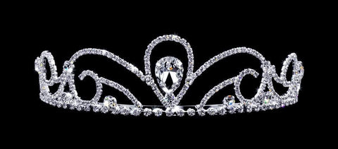 #16240 - Royal Scroll Tiara with Combs Tiaras up to 1.5" Rhinestone Jewelry Corporation