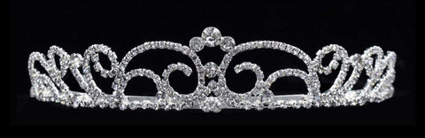 #16584 - Small Diamond Top Swirl Tiara with Combs - 1.5" Tiaras up to 1.5" Rhinestone Jewelry Corporation