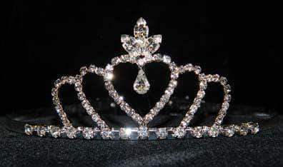#15674 - Triple Heart Crown Tiara Tiaras up to 2" Rhinestone Jewelry Corporation