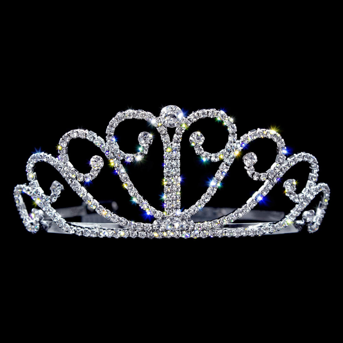15938 - Crystal Heart Spread Tiara - Straight Band display picture 3