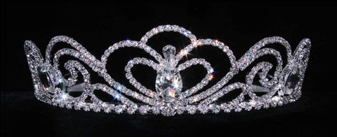 #16038 Sky Princess Tiara with Combs - 2.00" Tiaras up to 2" Rhinestone Jewelry Corporation