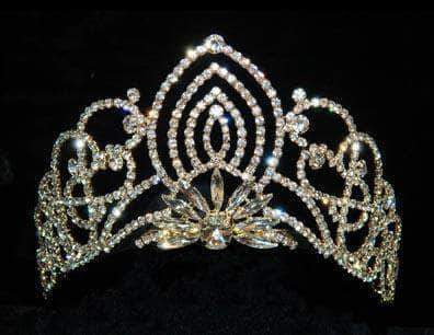 #11920G - Small Living Orchid Tiara - Gold Plated Tiaras up to 3" Rhinestone Jewelry Corporation